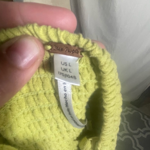 Free People Lime Green Sweet Heart Neckline Crop Top Tank Size Large - Picture 4 of 7